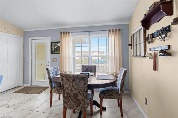 View of tiled dining area