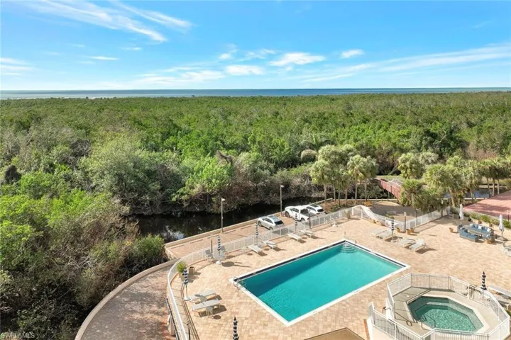Pool, spa and patio and access to the community tram