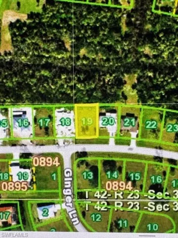Aerial overview of property's location featuring property boundaries highlighted