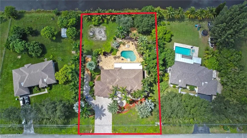 Aerial overview of property's location with property boundaries highlighted