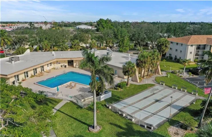 Aerial view of a pool area