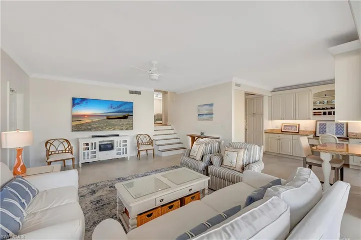 Great Room with half-flight of stairs to bedrooms