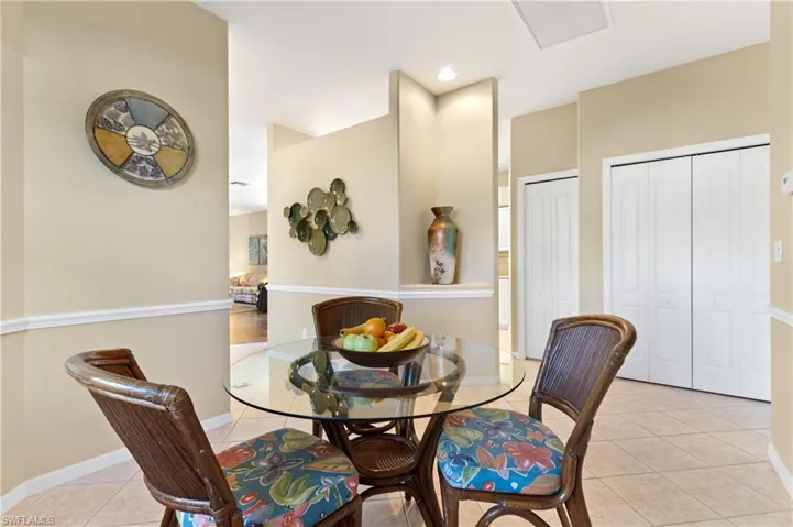 View of tiled dining room