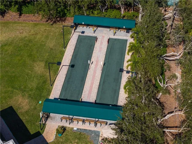 Bird's eye view of Bocce courts