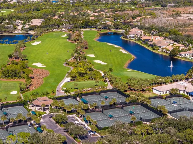 Aerial view of Pelican Landing tennis center and golf course