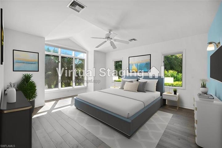 Virtually staged master bedroom