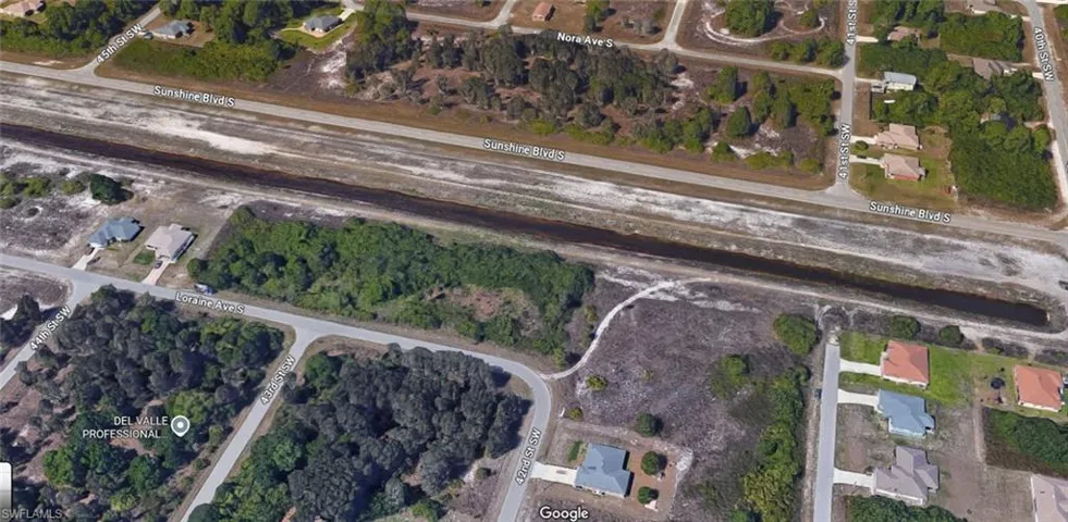Aerial overview of property's location featuring property boundaries highlighted