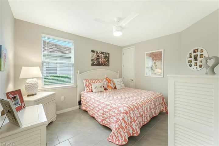 The guest bedroom is large enough to fit a king-sized bed!