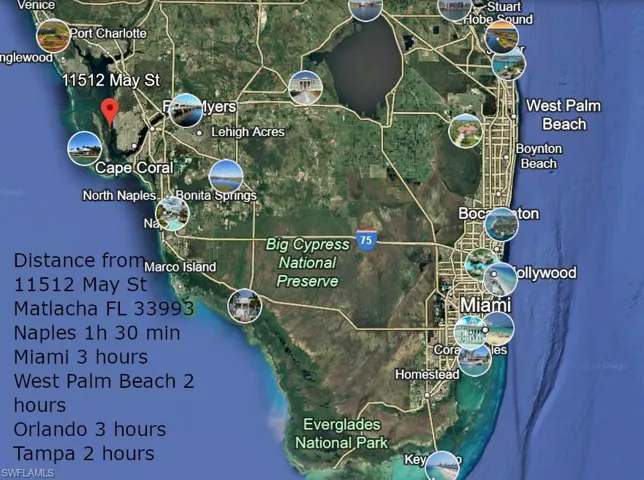 Florida map and how close to mayor cities Matlacha is.