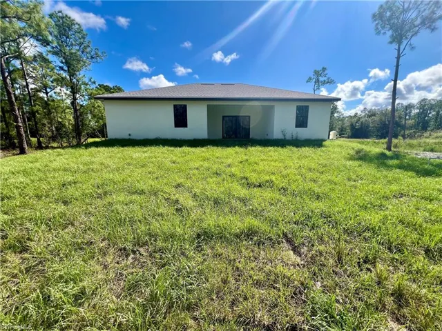 Rear view of backyard