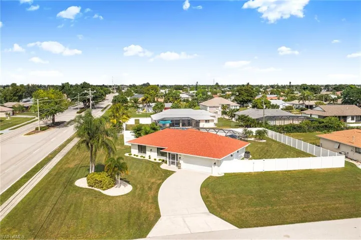 Aerial perspective of suburban area