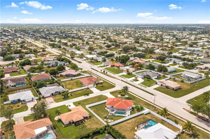 Aerial perspective of suburban area