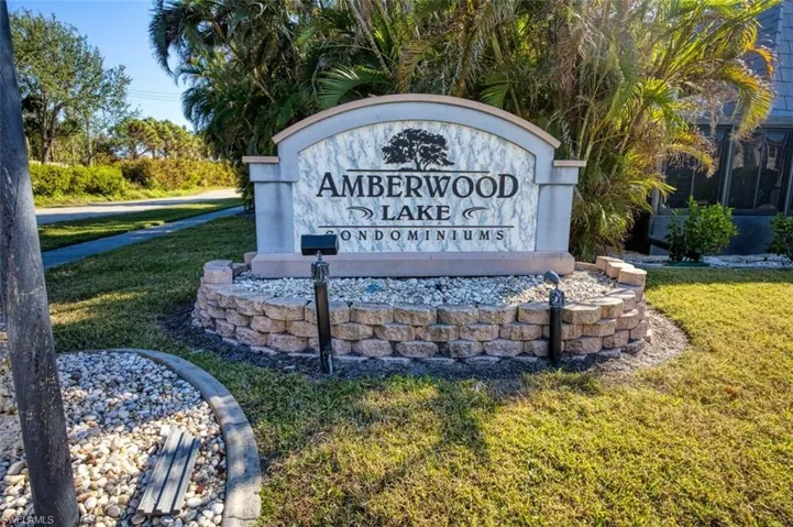 Community sign with a lawn