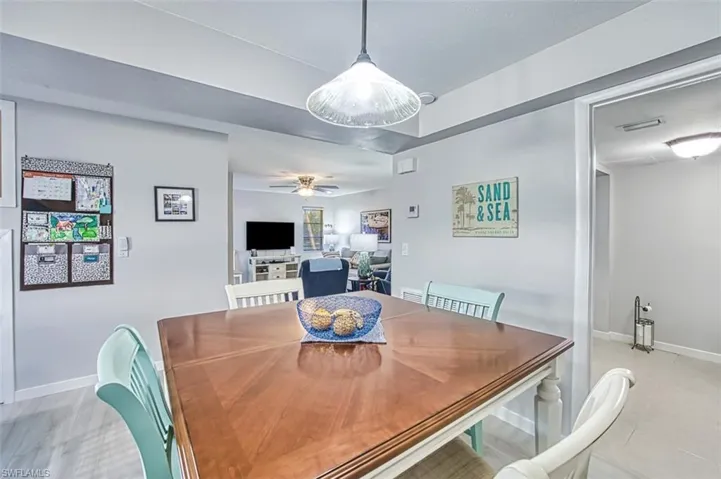 Dining space featuring ceiling fan