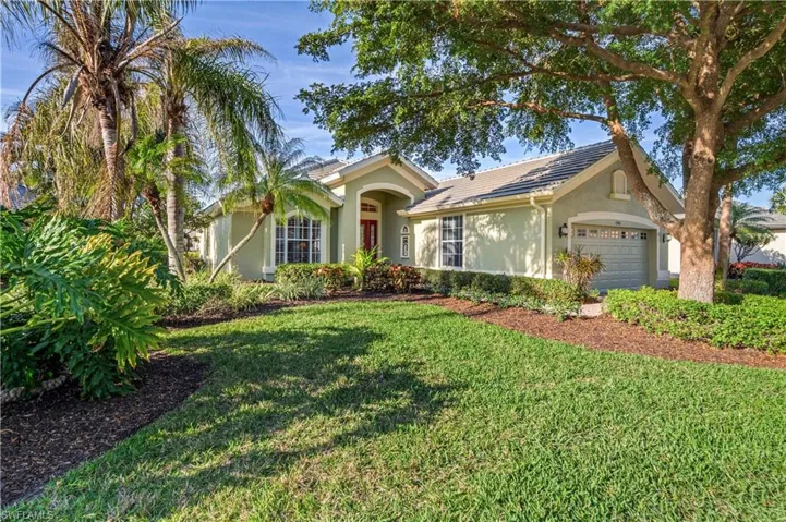 Single story home with beautiful yard.