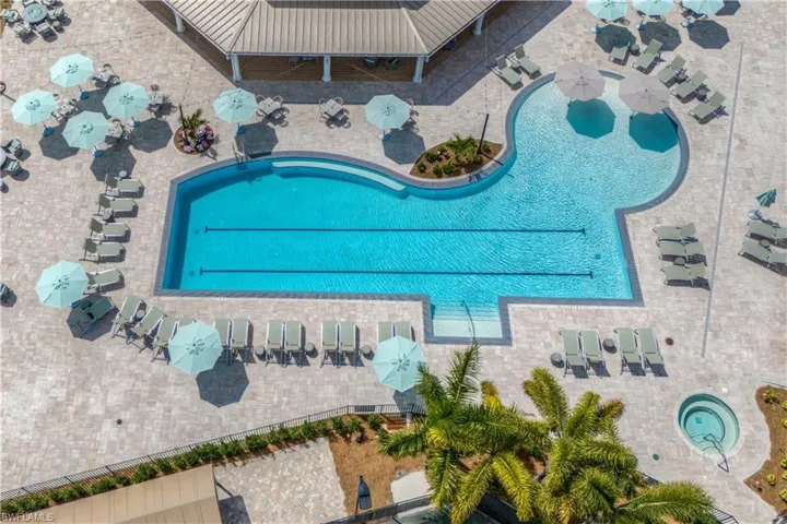 New resort style pool with negative edge and small fountains.