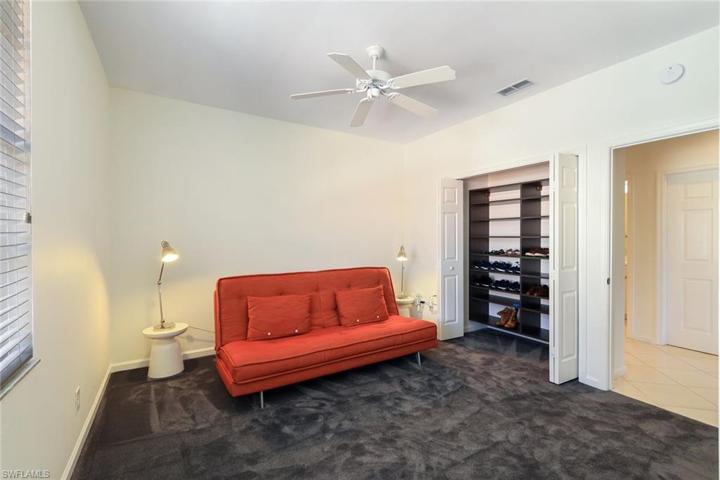 Guest Bedroom with great built-in shelving!