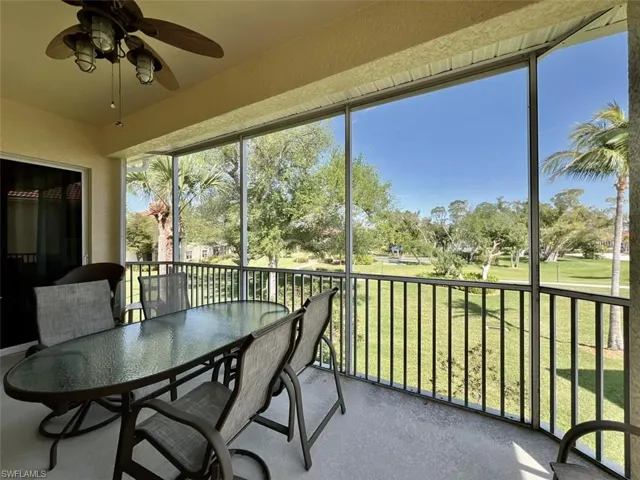 Spacious screened lanai overlooking park like setting.