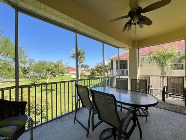 Spacious screened lanai overlooking park like setting.