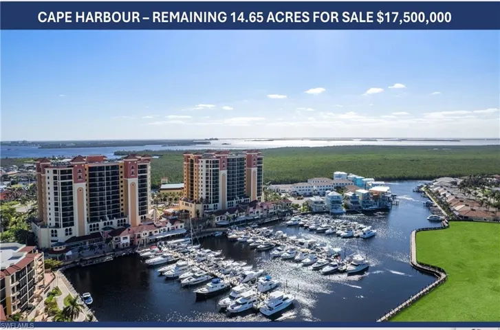 Drone / aerial view of a large body of water and numerous boat docks