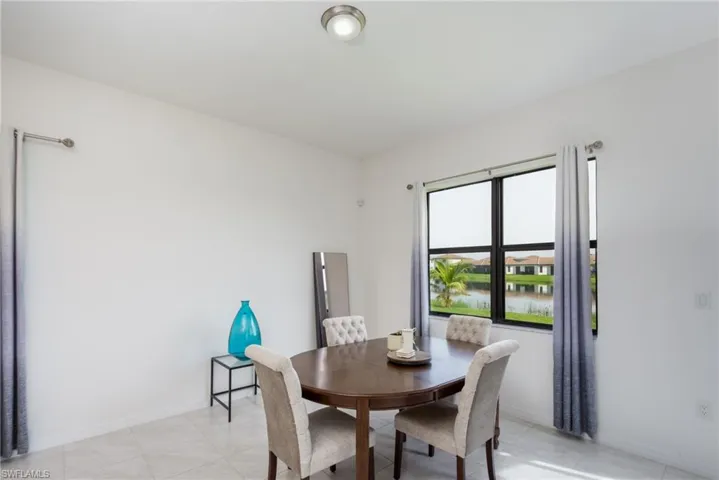 View of tiled dining room