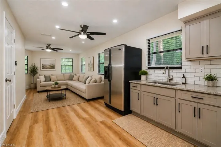 Virtual Staging of Mother-in-Law Suite with VIRTUAL sink/cabinets (plumbing for kitchen sink in place available behind the drywall).