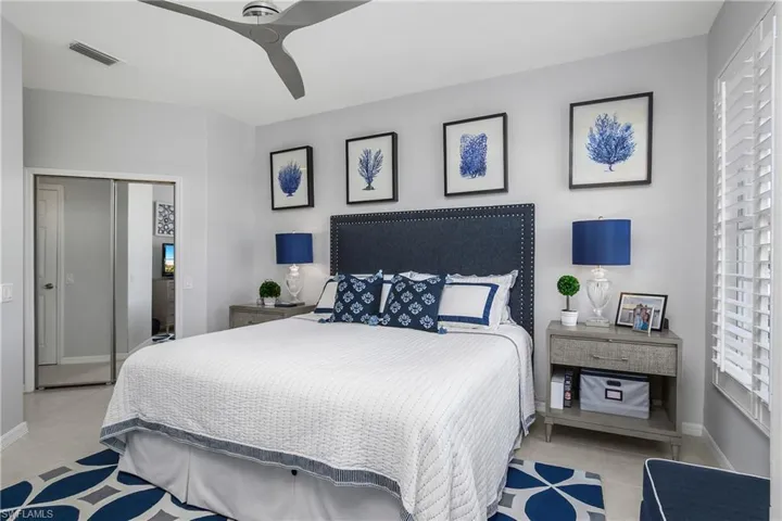 Primary Bedroom with a closet and ceiling fan