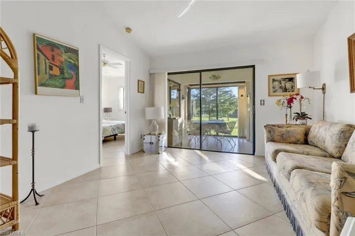 View of tiled living room