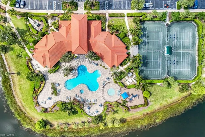Aerial View of Pool and Tennis Courts