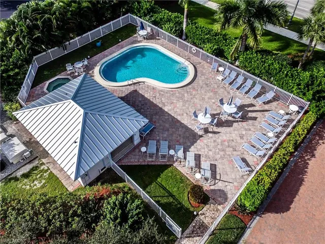 View of swimming pool with a patio area