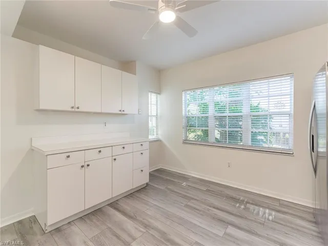 large kitchen with extra cabinets