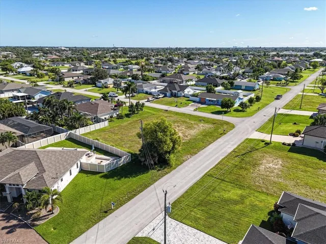 Aerial perspective of suburban area