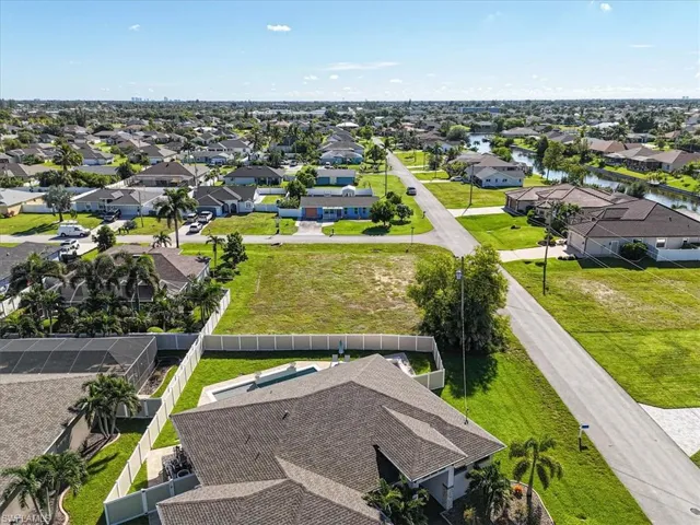 Aerial perspective of suburban area