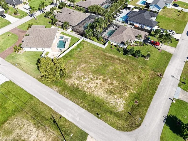 Aerial perspective of suburban area