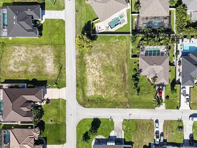 Aerial perspective of suburban area