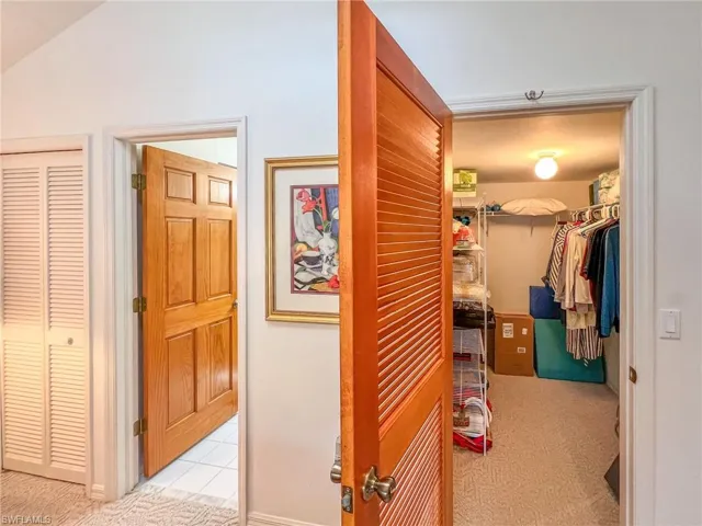 Hall with light carpet