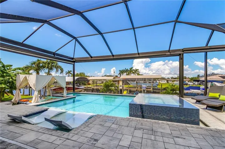 Saltwater Pool with extended-height pool cage