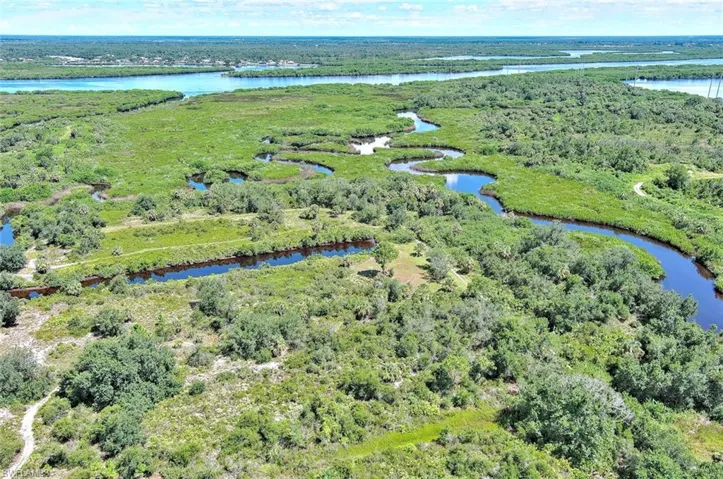 Drone / aerial view of a heavily wooded area and a large body of water