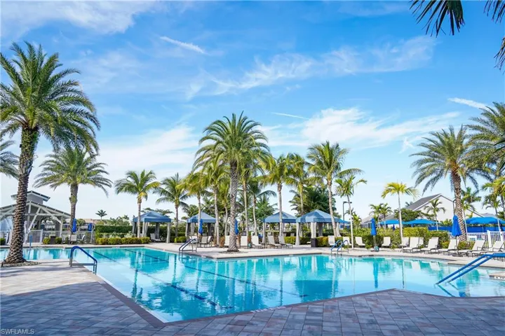View of swimming pool with a patio area