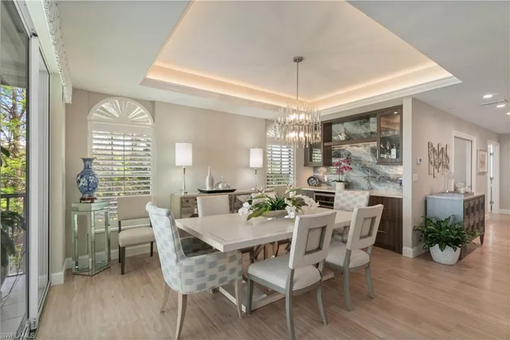 Dining area with wet bar and wine cooler