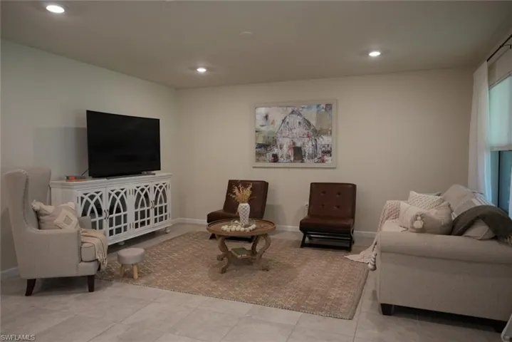 View of tiled living room