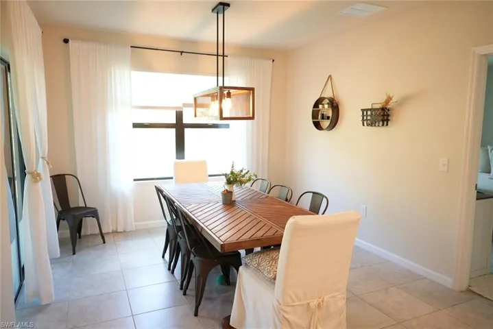 View of tiled dining room