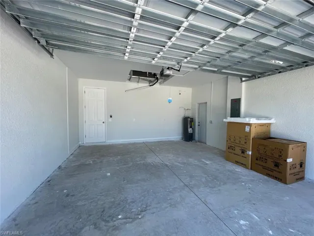 Garage with electric water heater