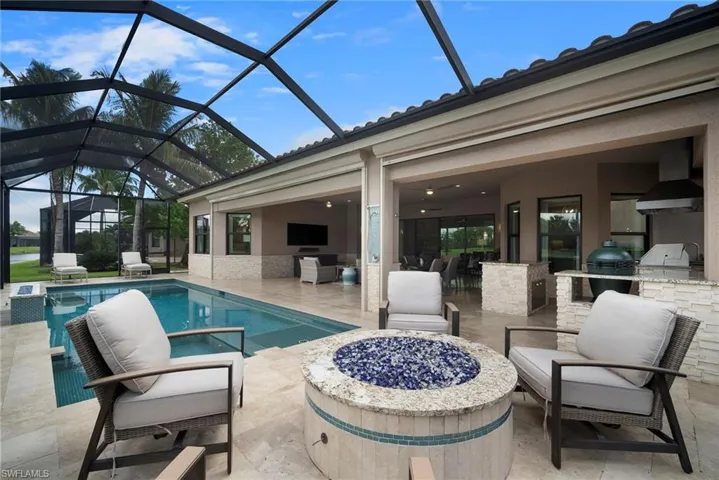 Gas Fire pit. TV virtually staged