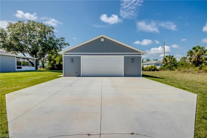 View of detached garage