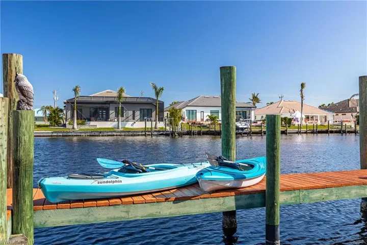 Dock with a water view and a residential view
