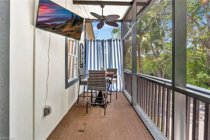 "L" shaped screened in the lanai (north facing).  Perfect spot to watch Sunday football