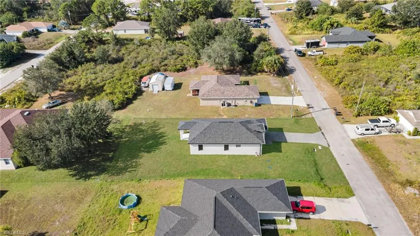 Aerial perspective of suburban area