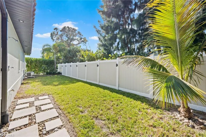 View of fenced backyard