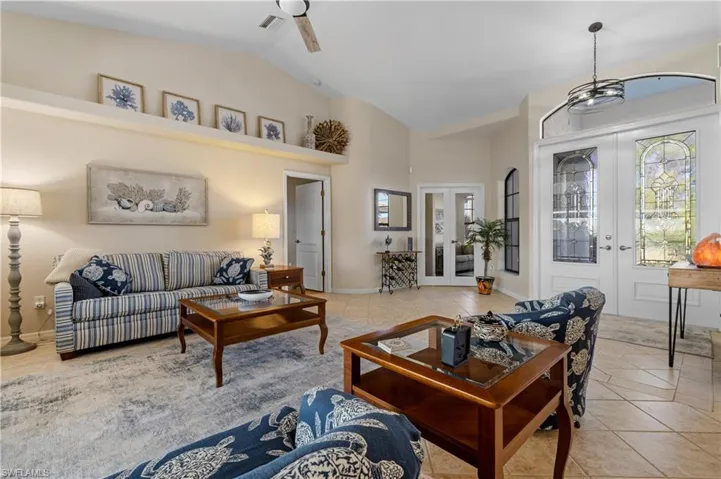 Living room foyer den double doors